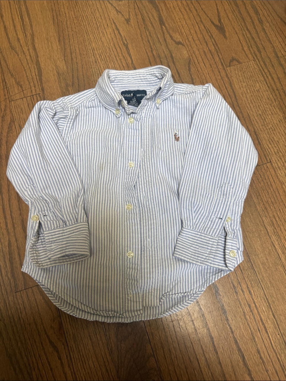 Ralph Lauren Blue and White Striped Button-Down Shirt